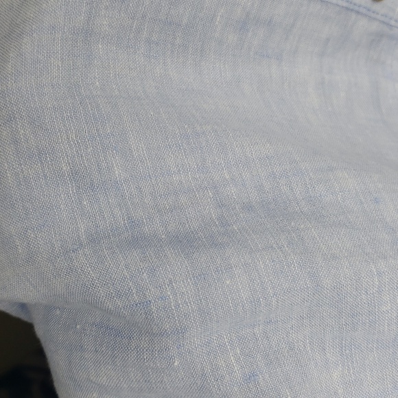 Tahari Womens Essentials 100% Linen Button Up Tunic Top Size M Blue Coastal - Picture 16 of 16